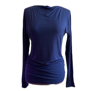 Vince Sz S Navy Blue Micromodal Blend Top